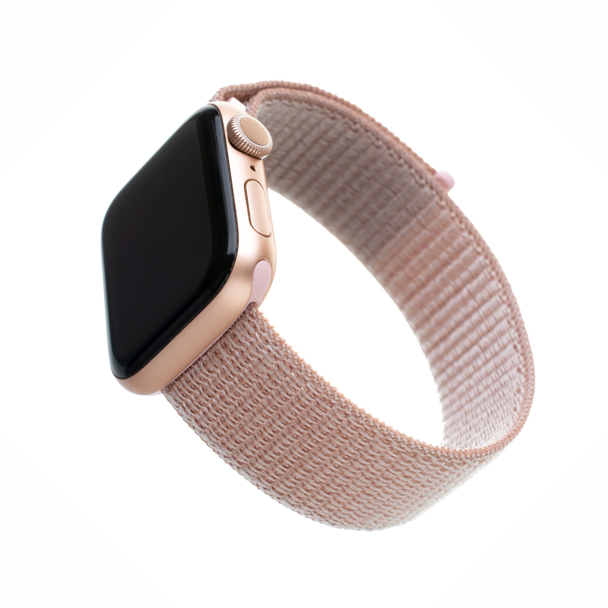 Nylonový řemínek FIXED Nylon Strap pro Apple Watch 38/40/41mm, růžově zlatý FIXNST-436-ROGD