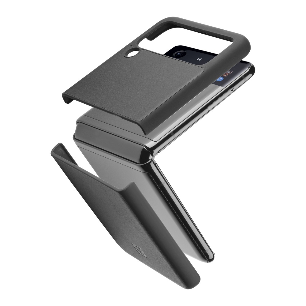 Ochranný kryt Cellularline Fit Duo pro Samsung Galaxy Z Flip4, PU kůže, černý