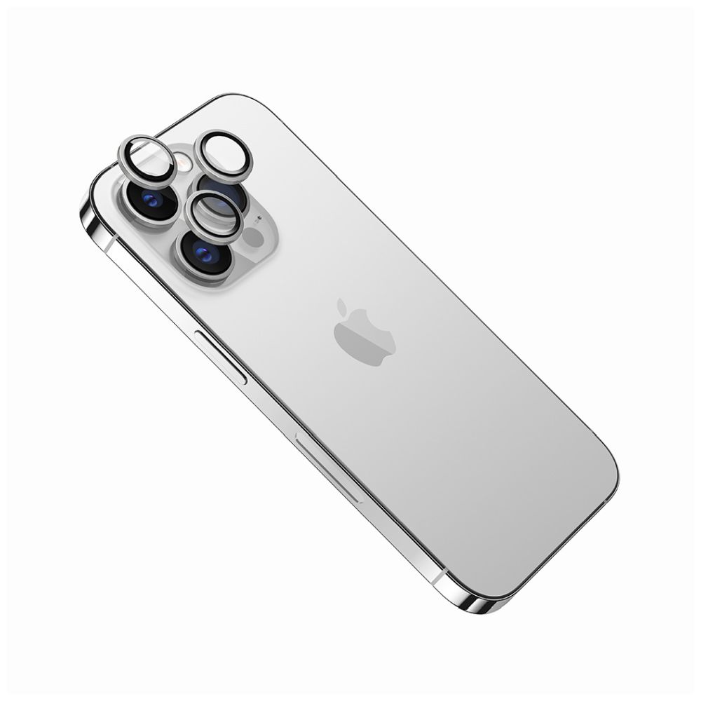 Ochranná skla čoček fotoaparátů FIXED Camera Glass pro Apple iPhone 13 Pro/13 Pro Max, stříbrná