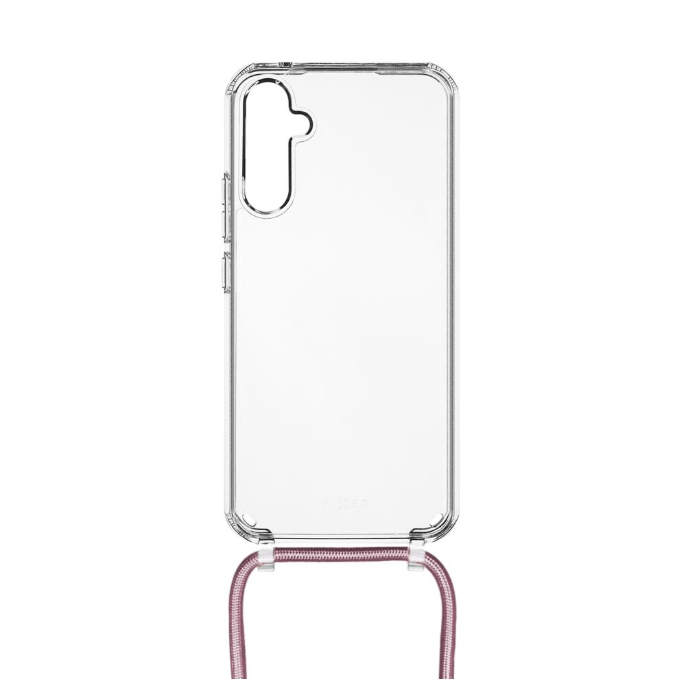 Pouzdro FIXED Pure Neck s růžovou šňůrkou na krk pro Samsung Galaxy A34 5G