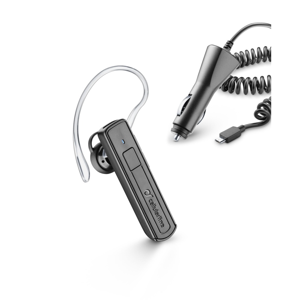 Bluetooth headset CellularLine Mono s autonabíječkou, černý