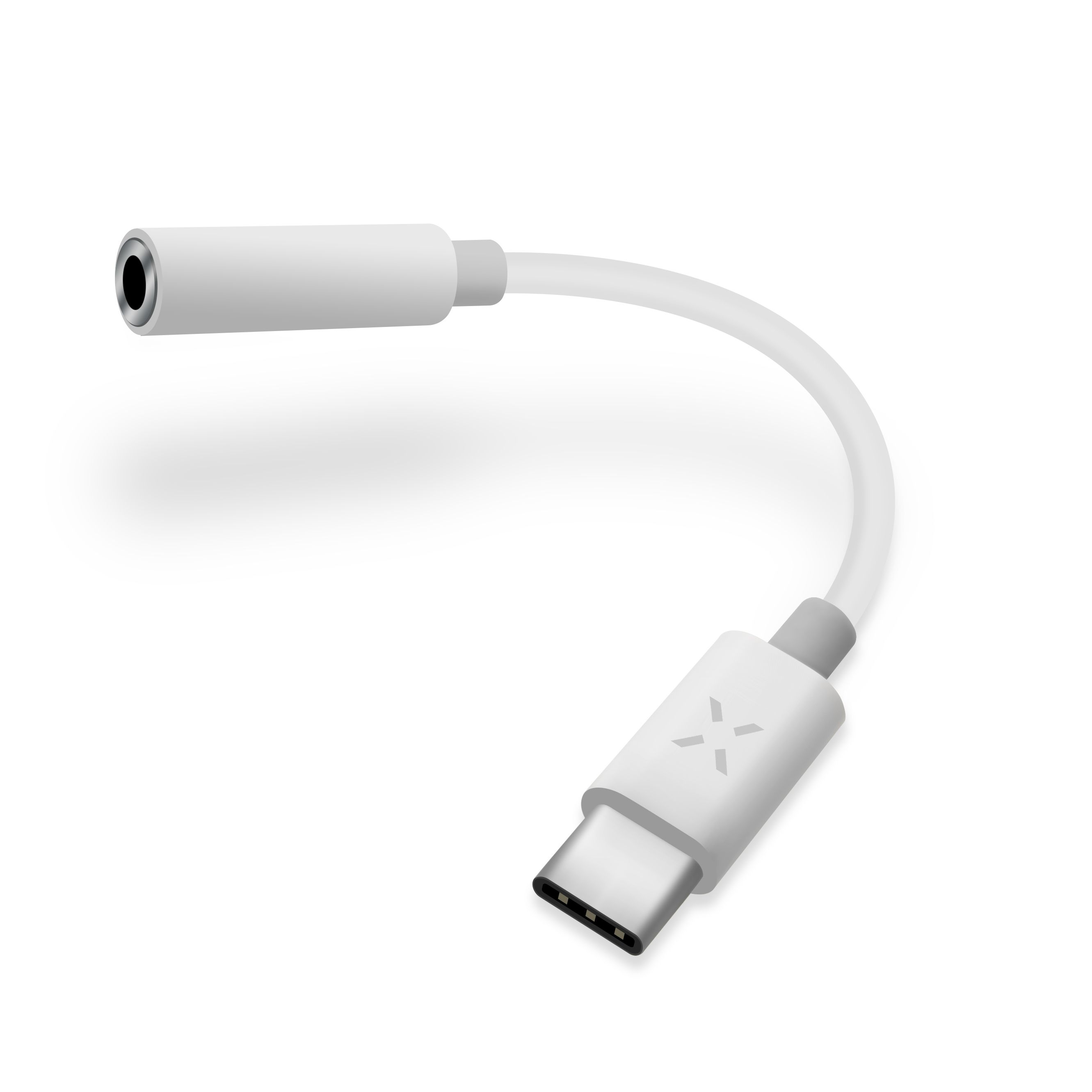 Redukce FIXED LINK pro připojení sluchátek z USB-C na 3,5mm jack s DAC chipem, bílá