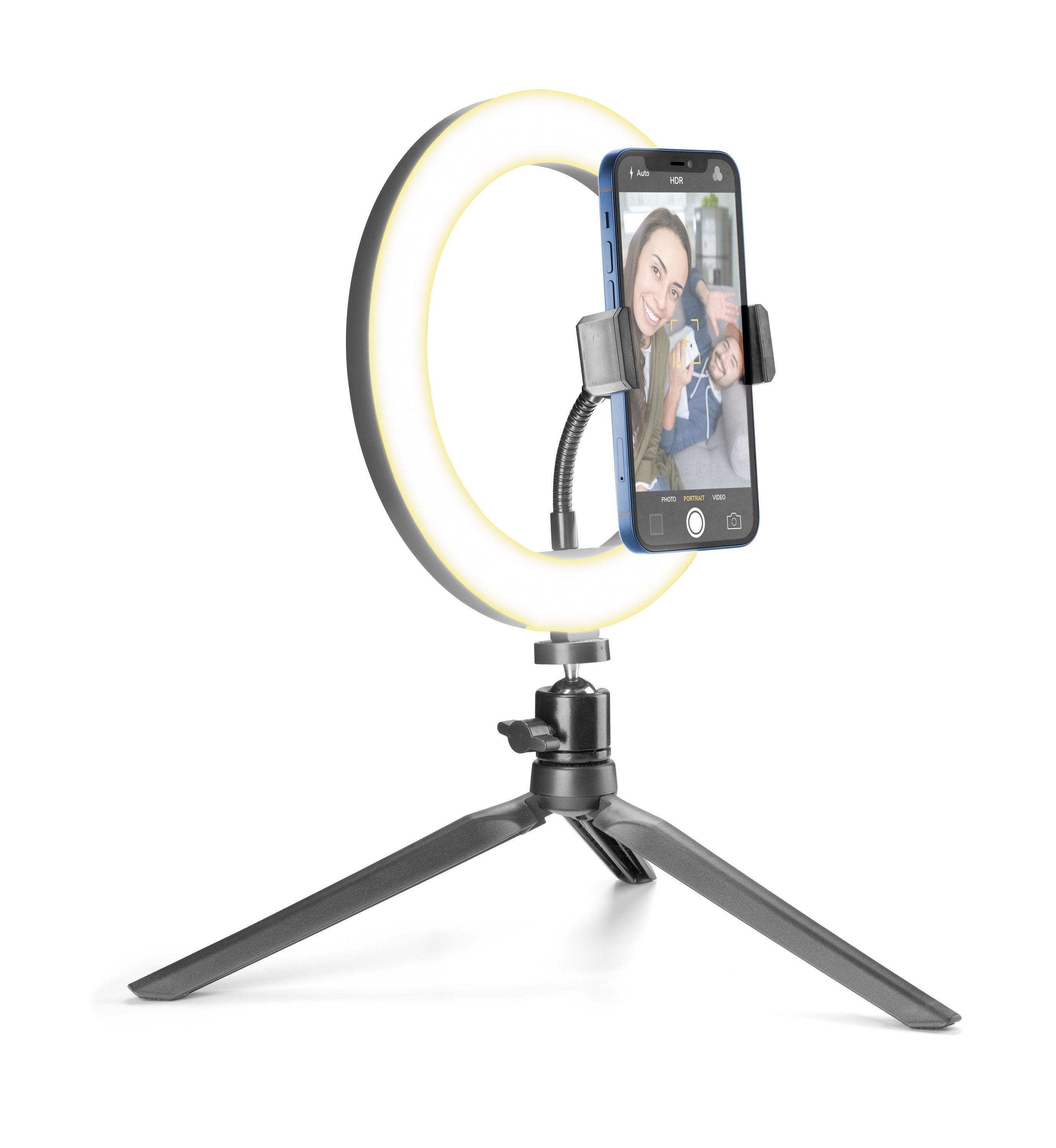 Tripod Selfie Ring s LED osvětlením pro selfie fotky a videa, černý