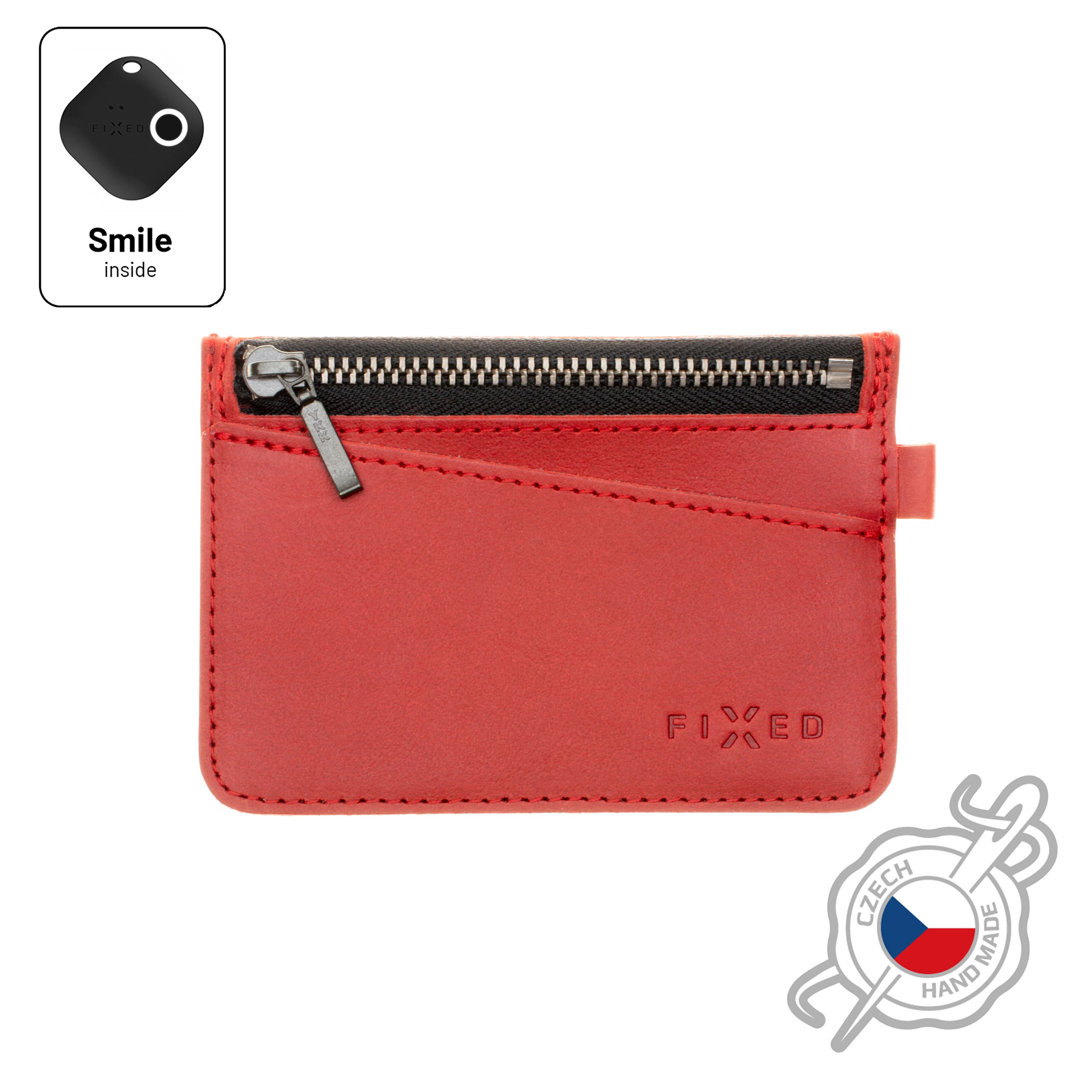 Kožená peněženka Smile Coins se smart trackerem Smile Pro, červená