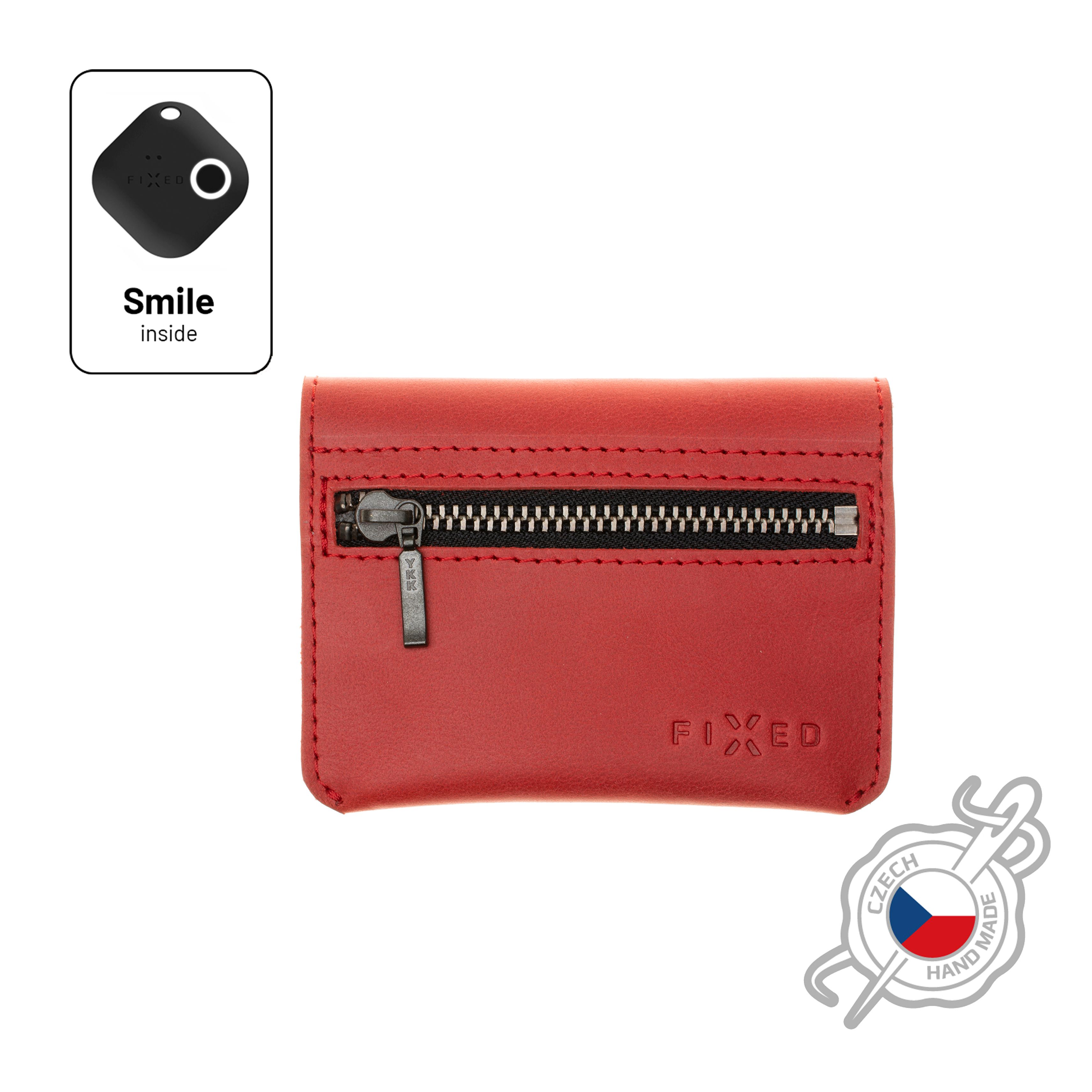 Kožená peněženka Smile Tripple se smart trackerem Smile Pro, červená