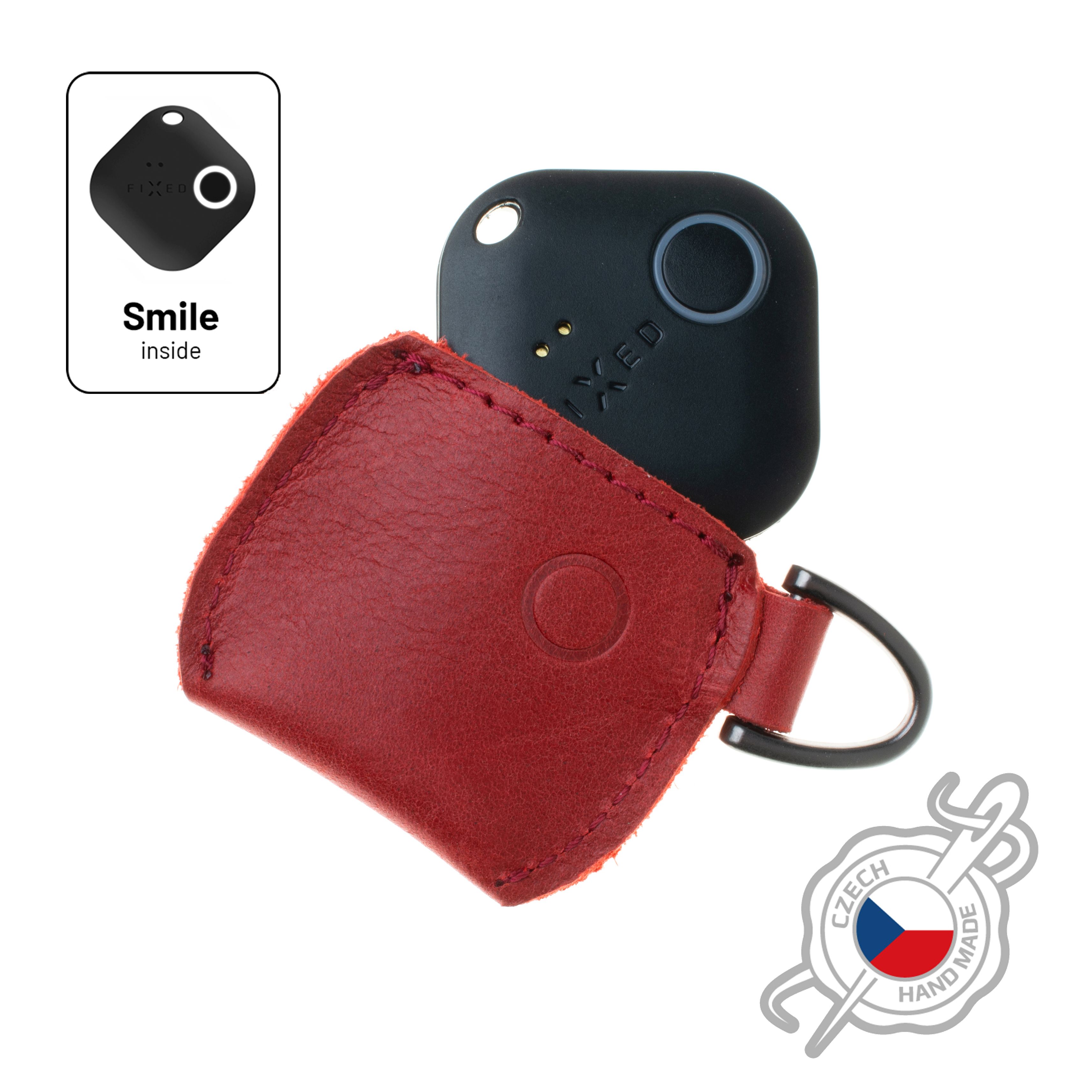 Kožené pouzdro Smile Case se smart trackerem Smile Pro, červené
