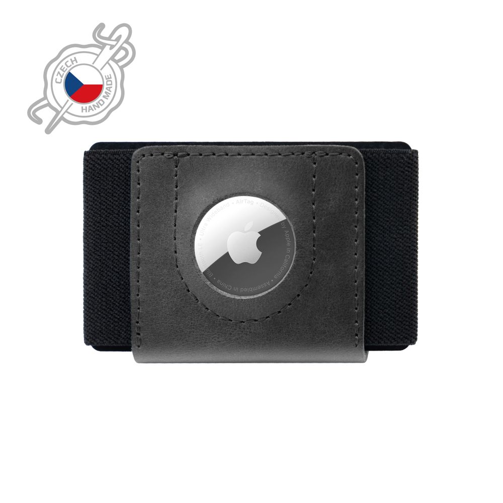 Kožená peněženka Tiny Wallet for AirTag z pravé hovězí kůže, černá