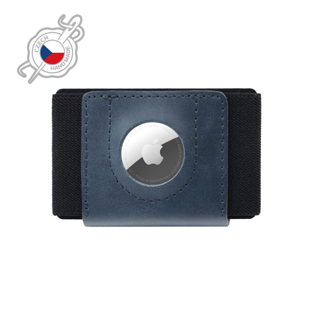 Kožená peněženka Tiny Wallet for AirTag z pravé hovězí kůže, modrá