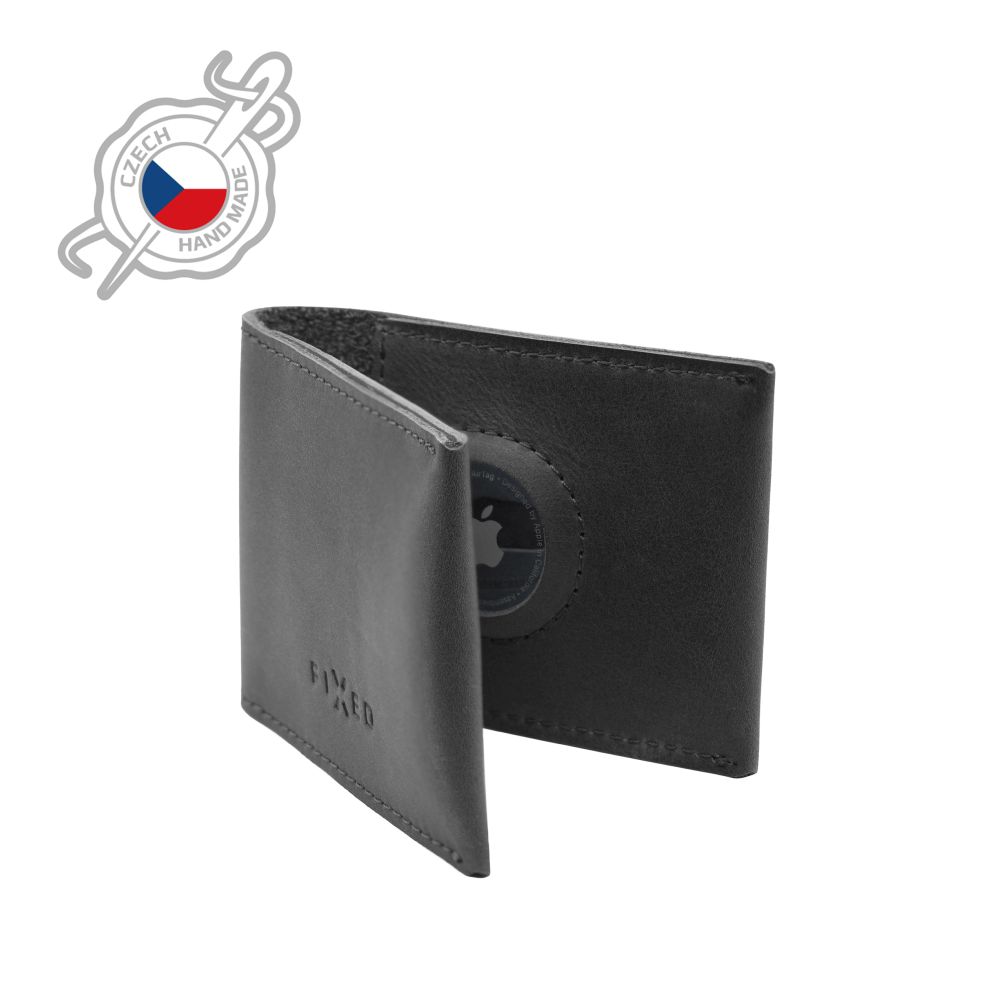 Kožená peněženka Wallet for AirTag z pravé hovězí kůže, černá