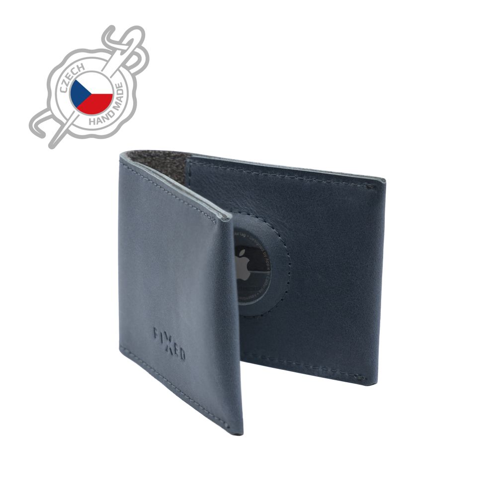 Kožená peněženka Wallet for AirTag z pravé hovězí kůže, modrá