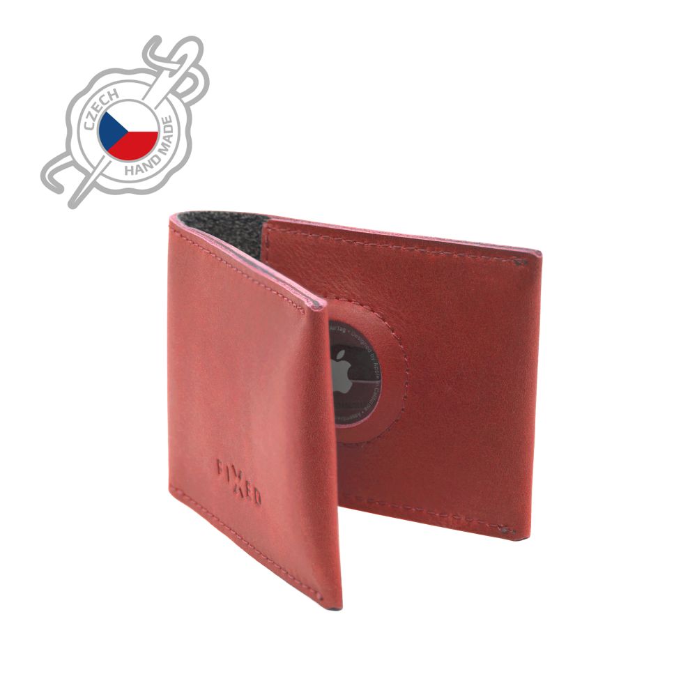 Kožená peněženka Wallet for AirTag z pravé hovězí kůže, červená
