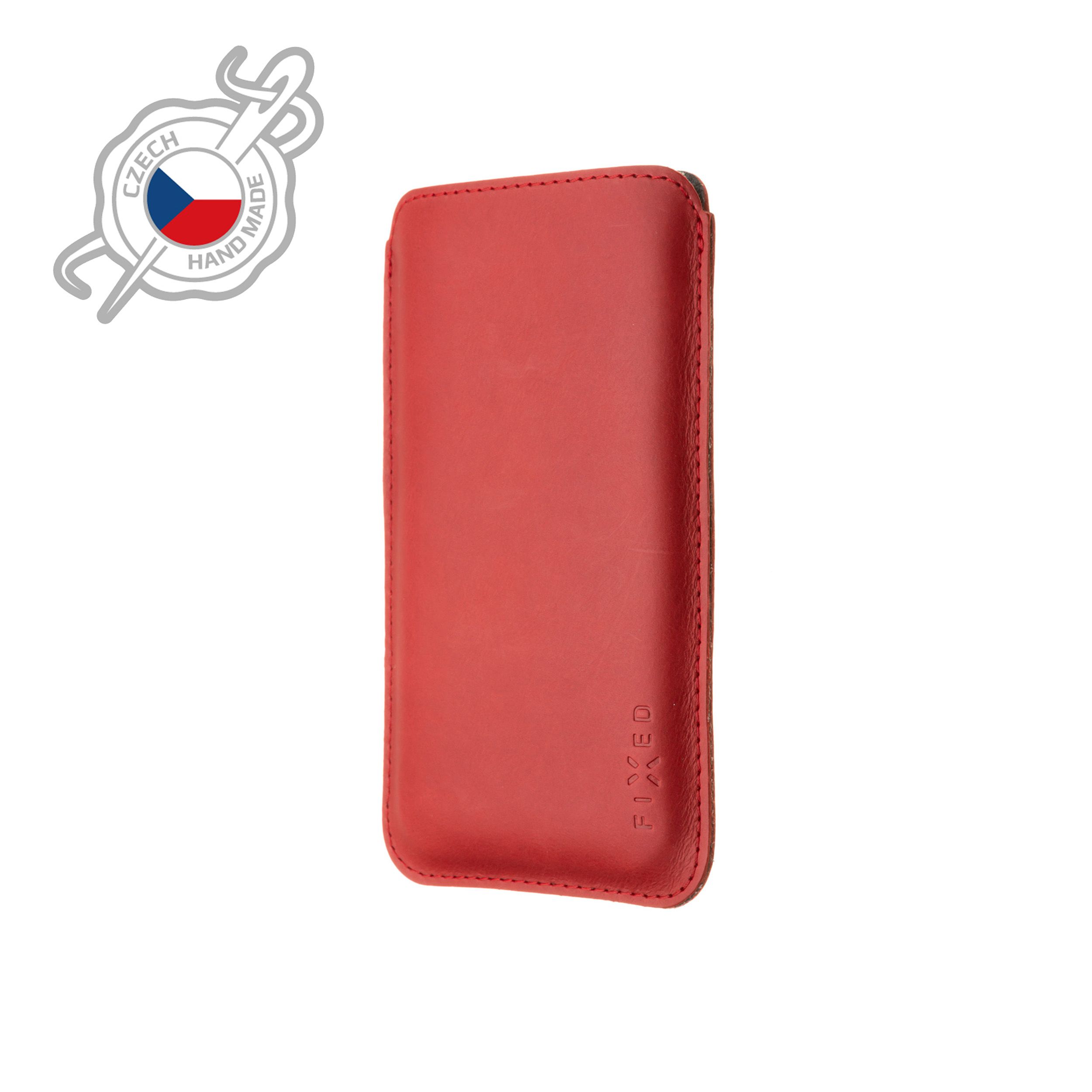 Tenké pouzdro Slim vyrobené z pravé kůže pro Apple iPhone 12/12 Pro/13/13 Pro, červené