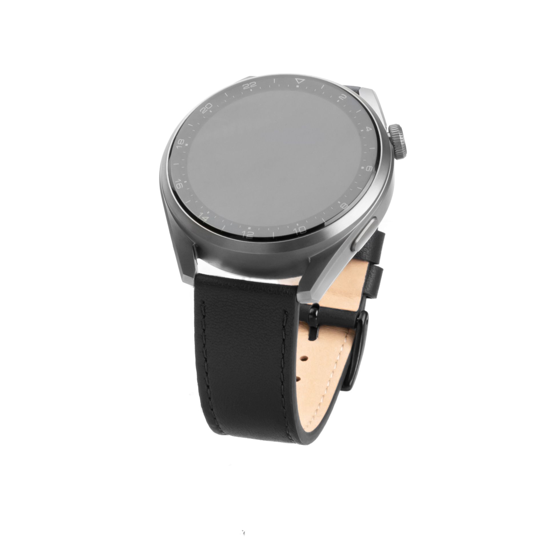 Kožený řemínek Leather Strap s Quick Release 22mm pro smartwatch, černý