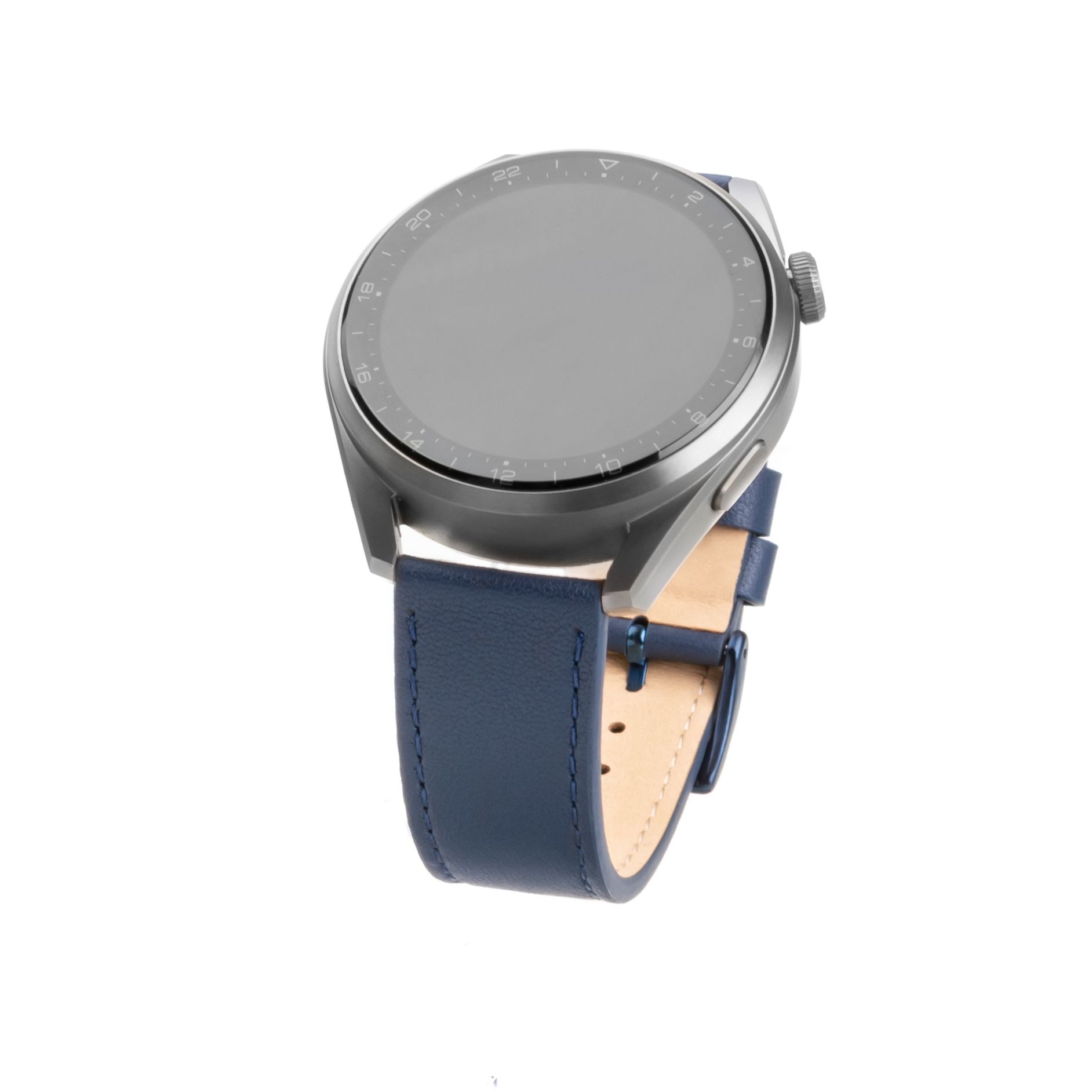 Kožený řemínek Leather Strap s Quick Release 22mm pro smartwatch, modrý