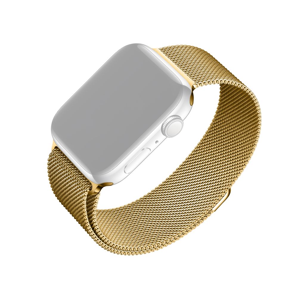Síťovaný nerezový řemínek Mesh Strap pro Apple Watch 42/44/45/49mm, zlatý