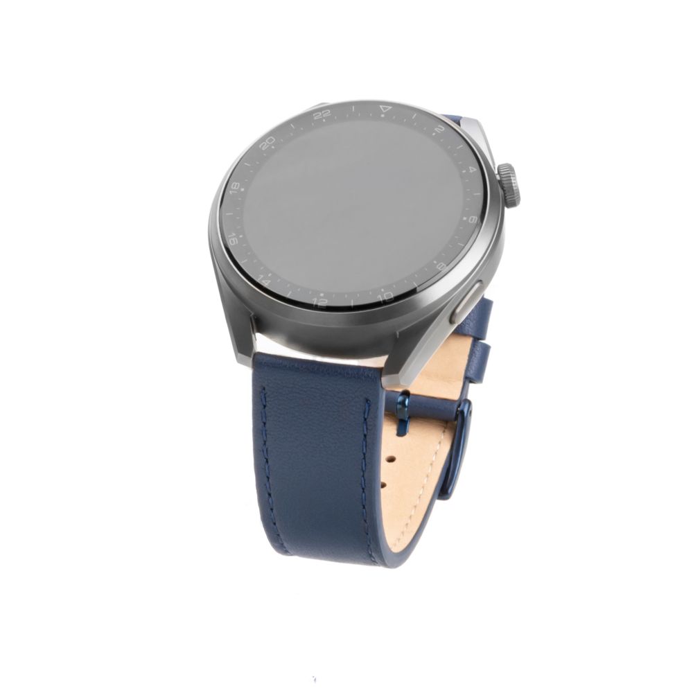 Kožený řemínek Leather Strap s Quick Release 20mm pro smartwatch, modrý