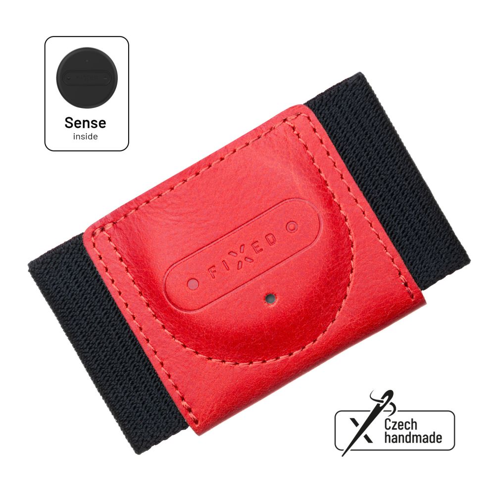 Kožená peněženka Sense Tiny Wallet se smart trackerem Sense, červená