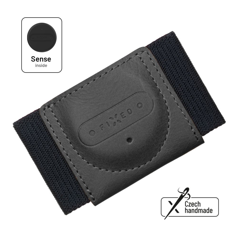 Kožená peněženka Sense Tiny Wallet se smart trackerem Sense, černá