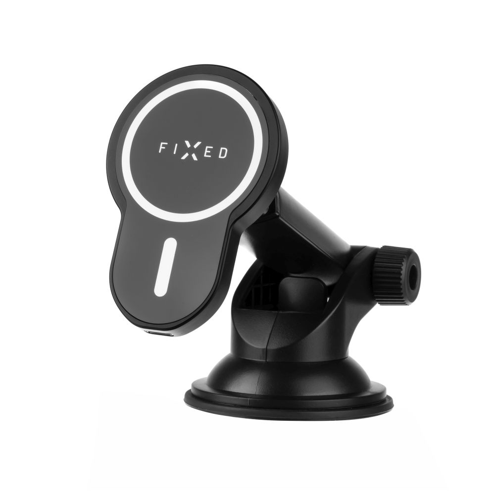 Držák s bezdrátovým nabíjením MagClick XL s podporou uchycení MagSafe, na sklo nebo palubní desku, 15W, černý