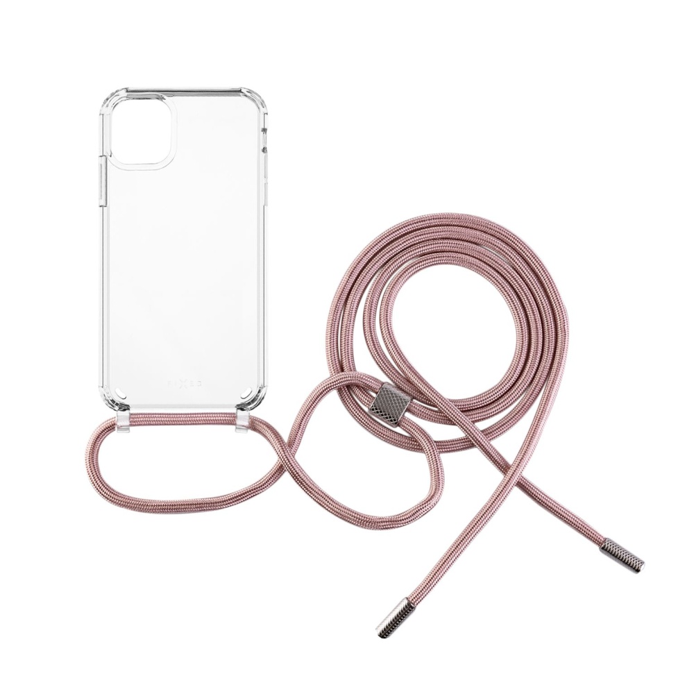Pouzdro Pure Neck s růžovou šňůrkou na krk pro Apple iPhone 11
