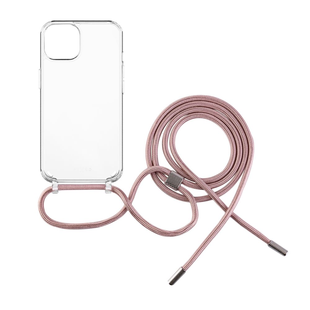 Pouzdro Pure Neck s růžovou šňůrkou na krk pro Apple iPhone 15 Plus