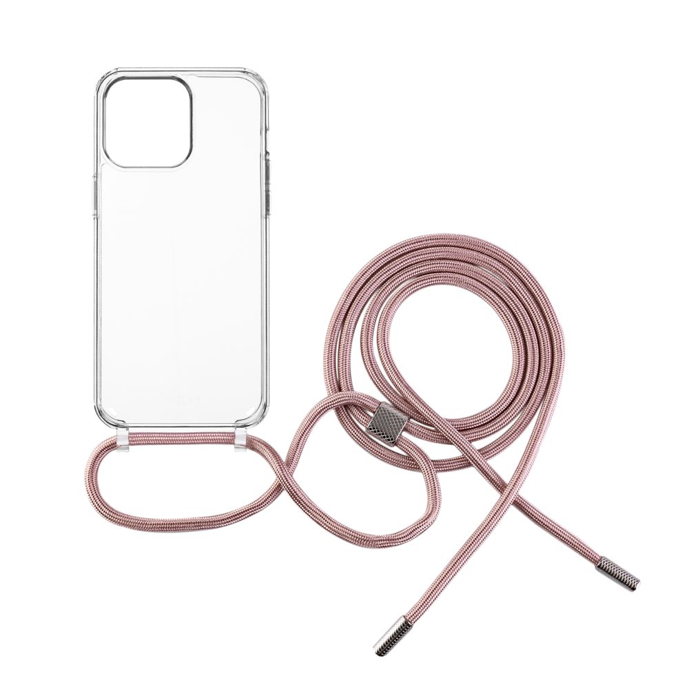 Pouzdro Pure Neck s růžovou šňůrkou na krk pro Apple iPhone 15 Pro