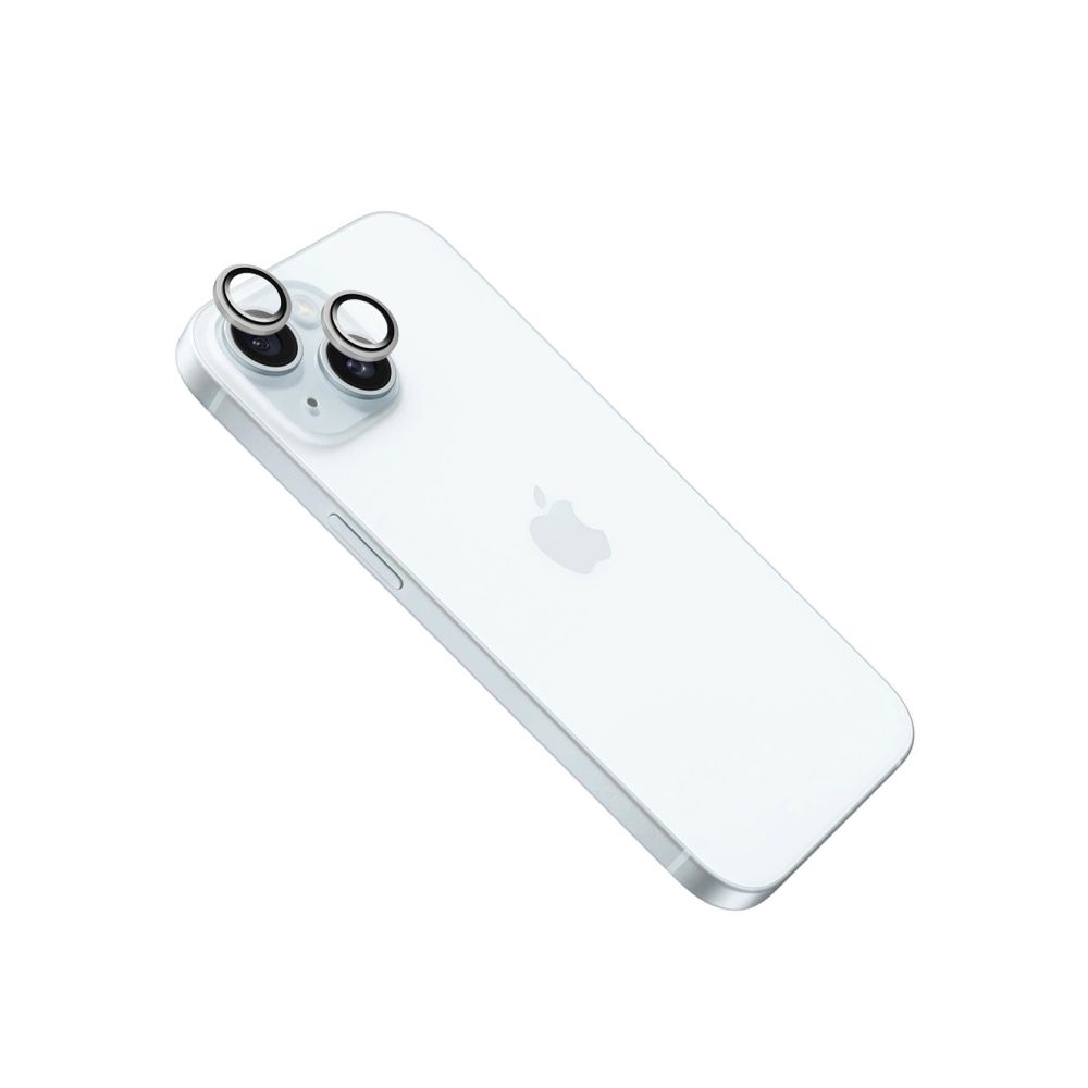 Ochranná skla čoček fotoaparátů Camera Glass pro Apple iPhone 15/15 Plus, stříbrná