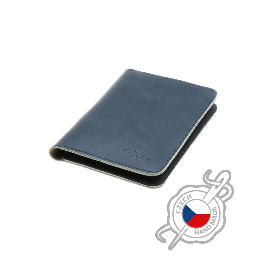 Kožená peněženka Passport, velikost cestovního pasu, modrá
