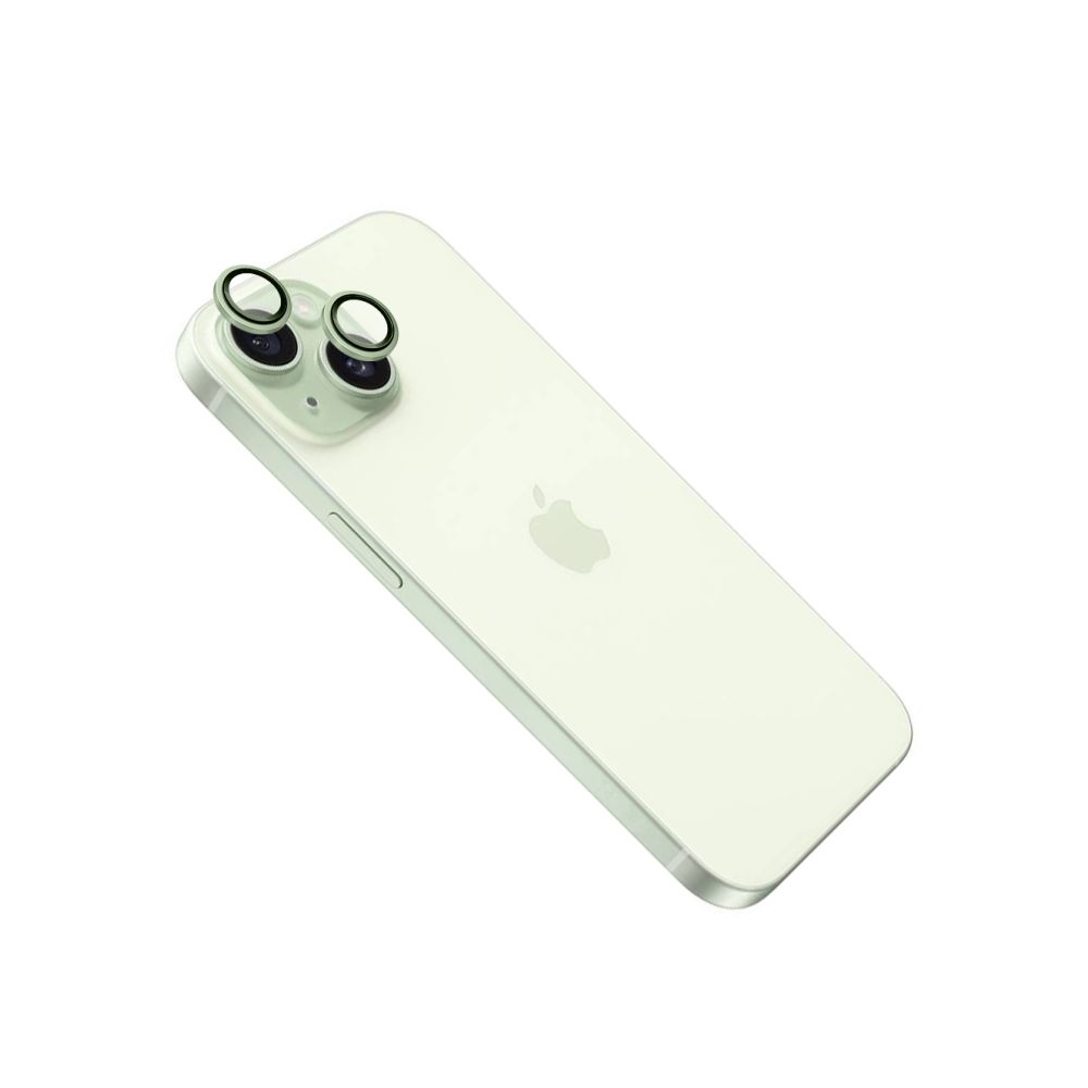 Ochranná skla čoček fotoaparátů Camera Glass pro Apple iPhone 15/15 Plus, světle zelená