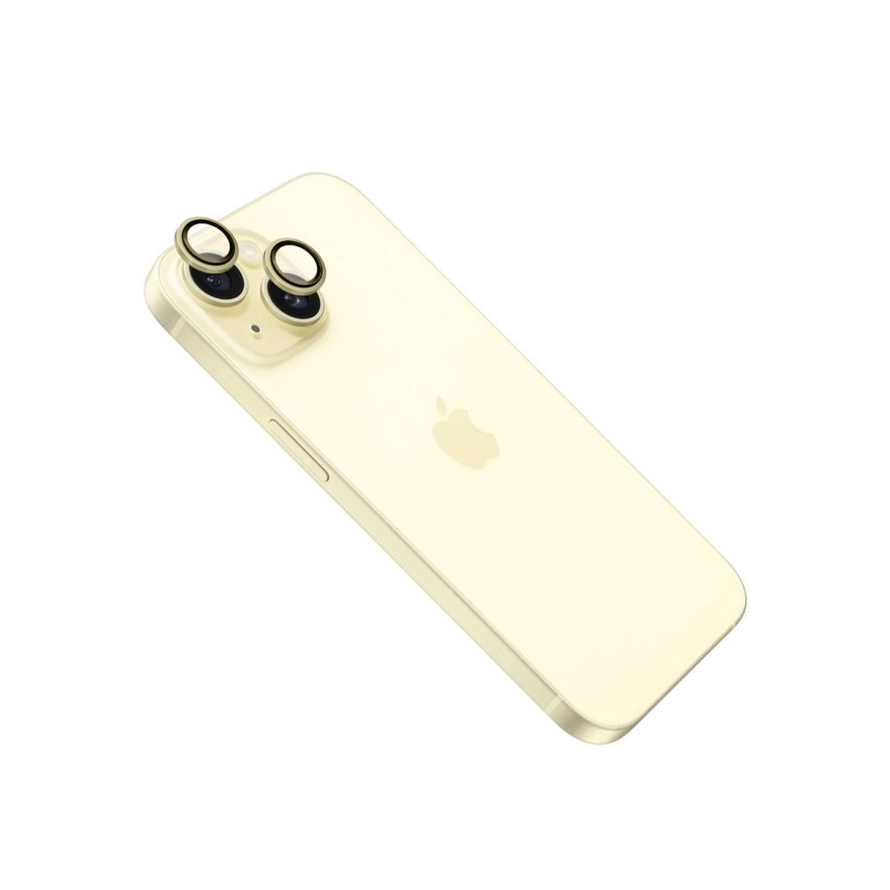 Ochranná skla čoček fotoaparátů Camera Glass pro Apple iPhone 15/15 Plus, žlutá