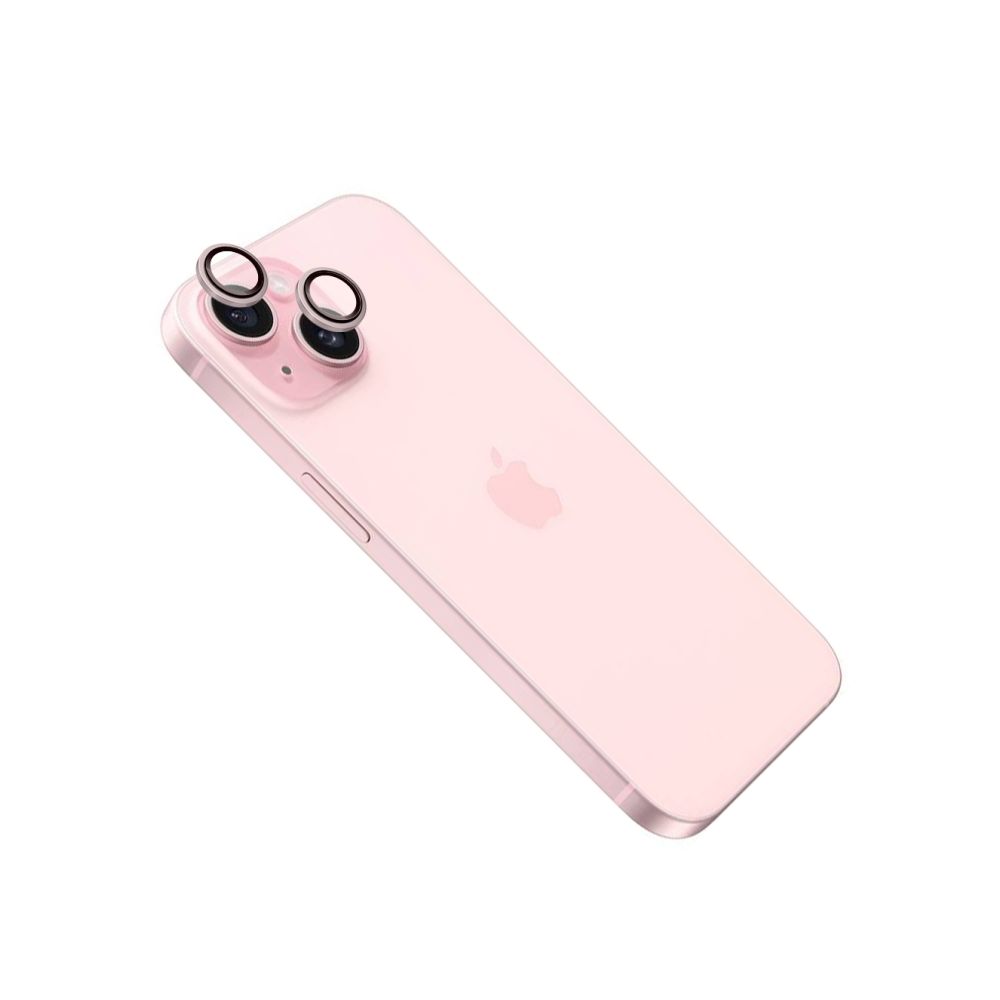Ochranná skla čoček fotoaparátů Camera Glass pro Apple iPhone 15/15 Plus, růžová
