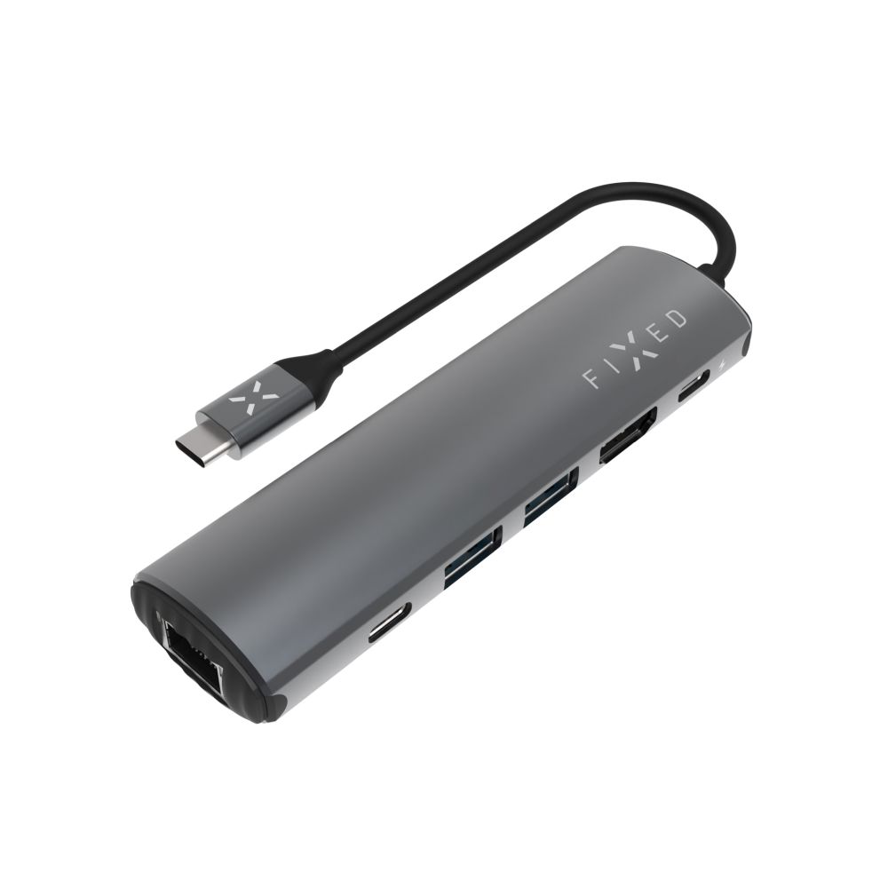 6-portový hliníkový USB-C HUB Pro, pro notebooky a tablety, šedý