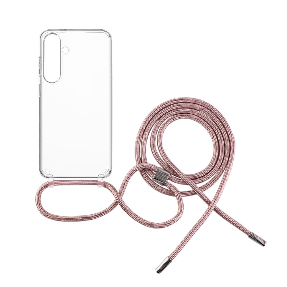 Pouzdro Pure Neck s růžovou šňůrkou na krk pro Samsung Galaxy S24+