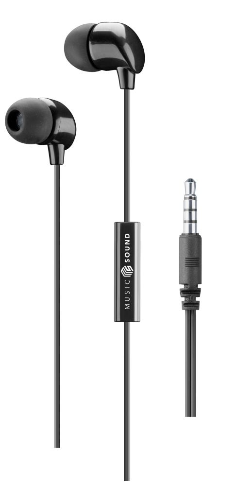 Drátová špuntová sluchátka Music Sound s konektorem 3,5mm jack, černá