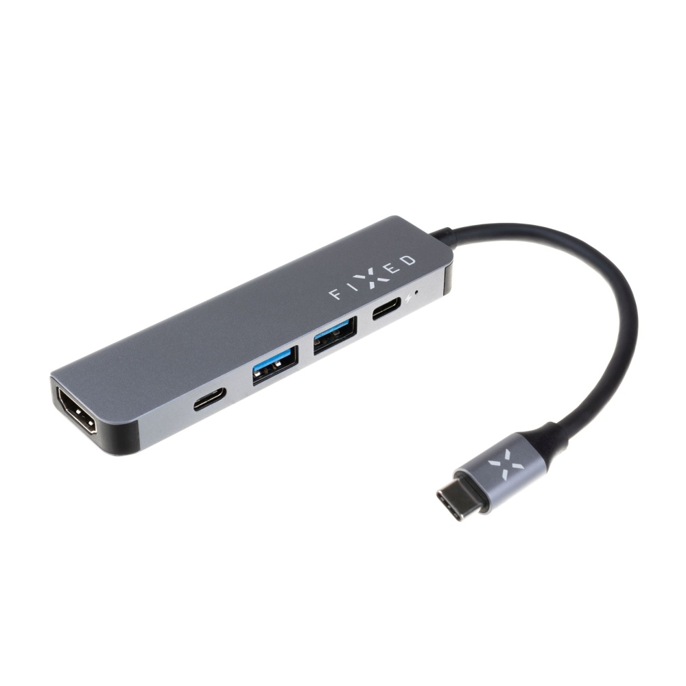 5-portový hliníkový USB-C HUB Mini pro notebooky a tablety, šedý,rozbaleno