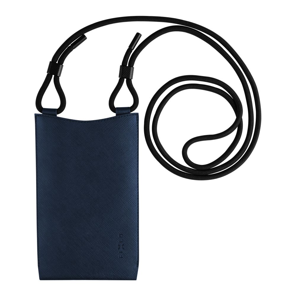 Taštička přes rameno s kapsou Verona s černou šňůrkou pro mobilní telefony do 7", tmavě modrá