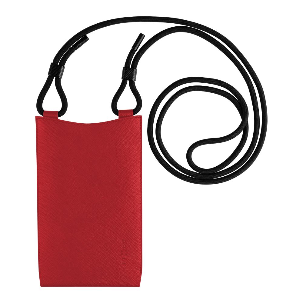 Taštička přes rameno s kapsou Verona s černou šňůrkou pro mobilní telefony do 7", červená