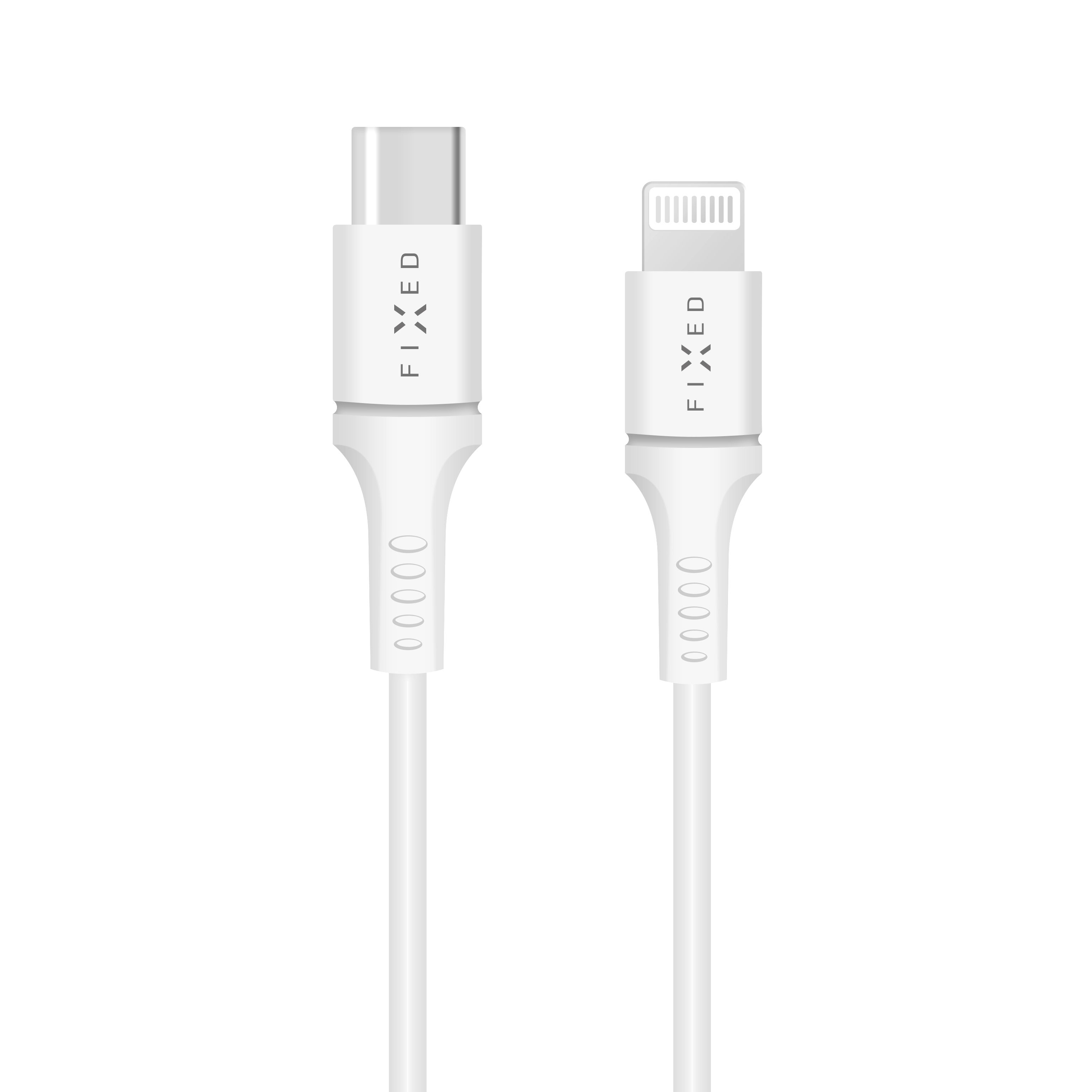 Dlouhý datový a nabíjecí kabel s konektory USB-C/Lightning a podporou PD, 2 metry, MFI certifikace, bílý