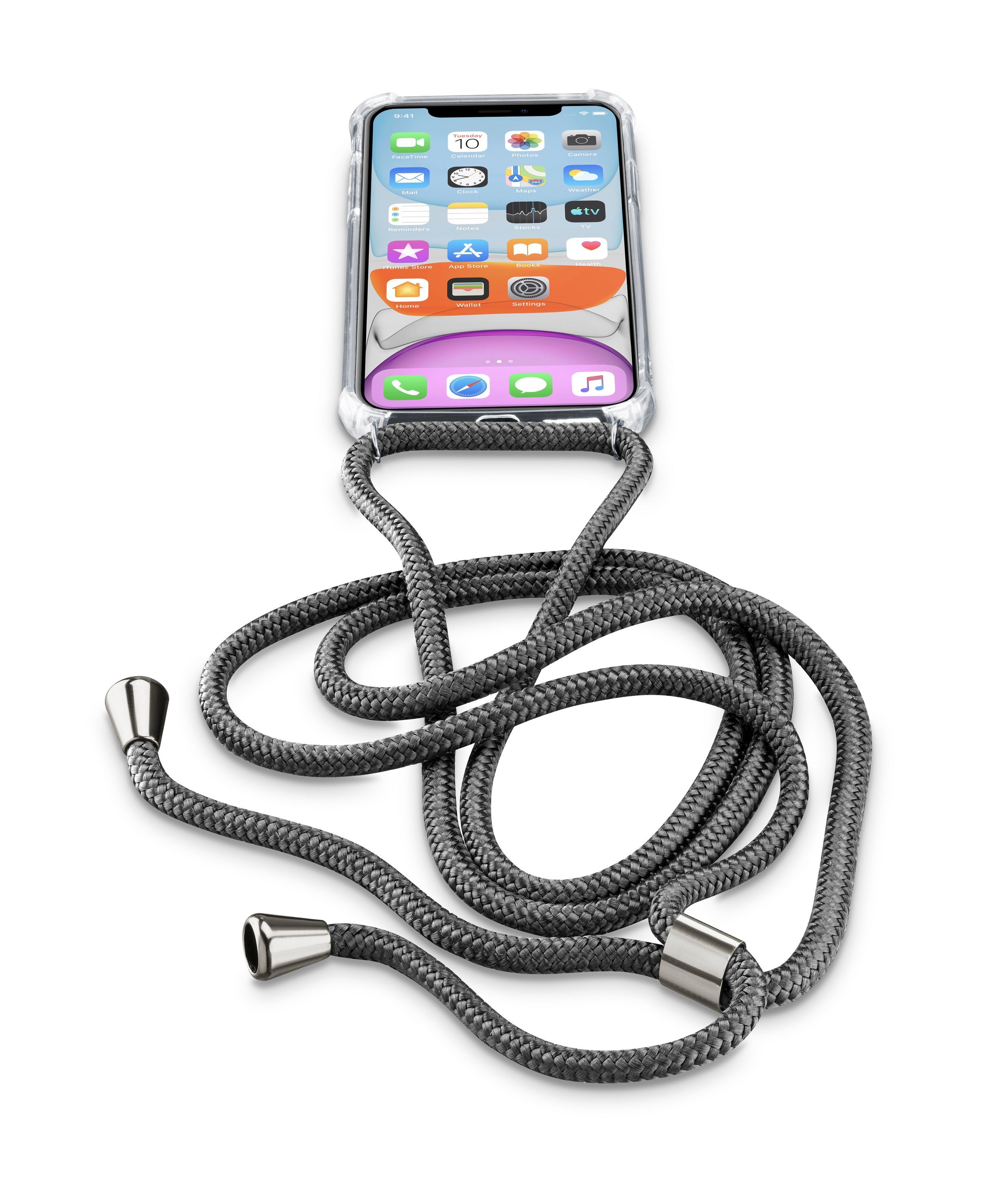 Transparentní zadní kryt Neck-Case s černou šňůrkou na krk pro Apple iPhone 11