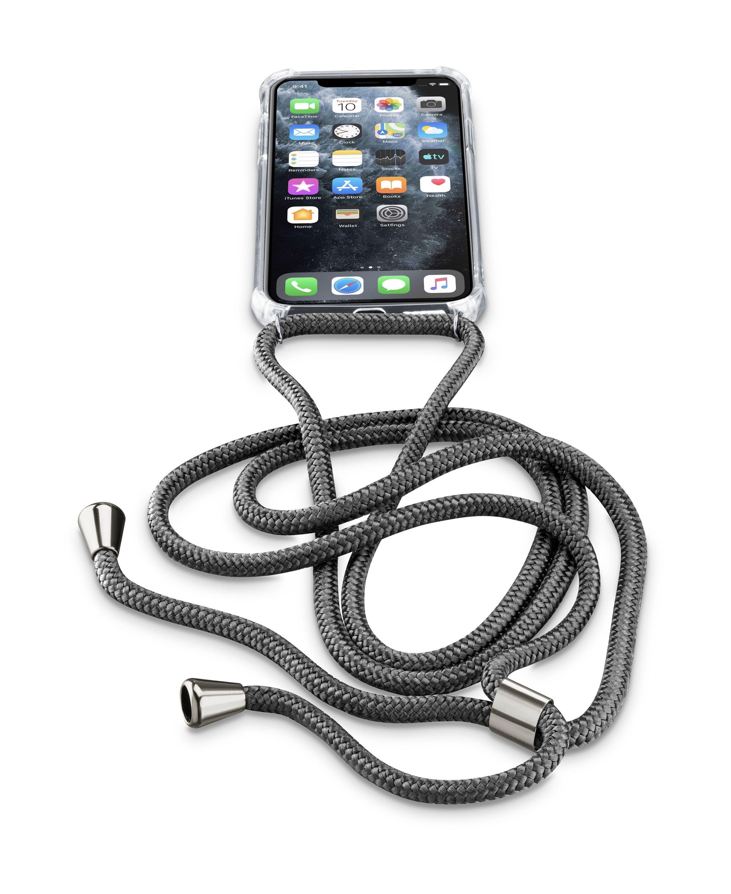 Transparentní zadní kryt Neck-Case s černou šňůrkou na krk pro Apple iPhone 11 Pro