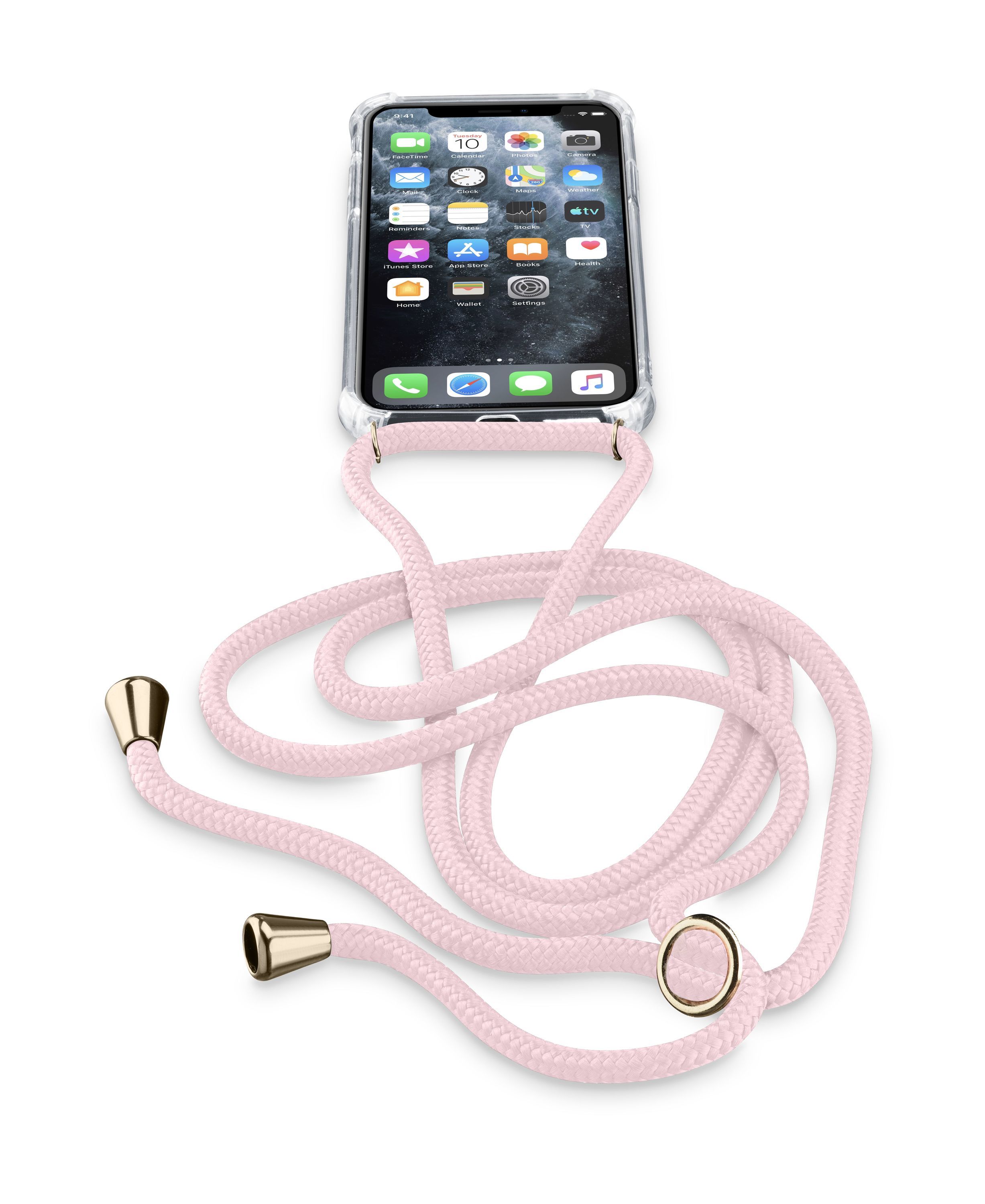Transparentní zadní kryt Neck-Case s růžovou šňůrkou na krk pro Apple iPhone 11 Pro