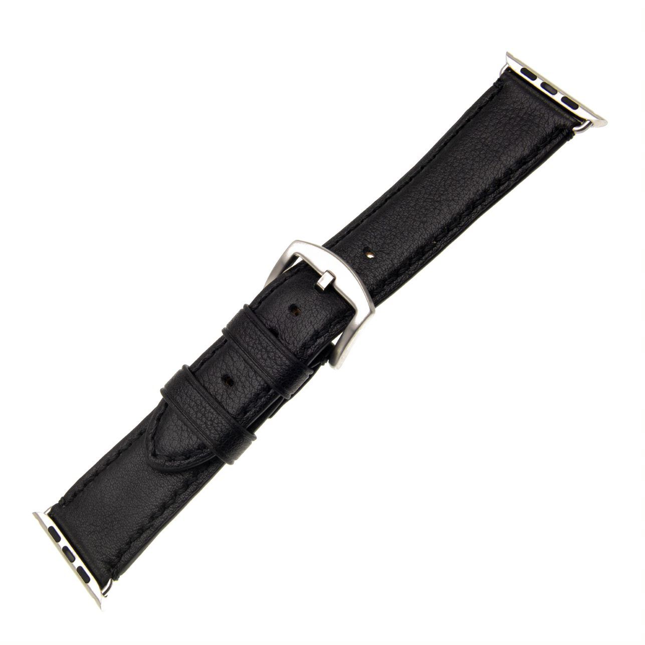 Kožený řemínek Berkeley pro Apple Watch 42/44/45/49mm se stříbrnou sponou, velikost L, černý