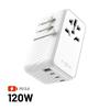 FIXED Voyager World Adapter, 3xUSB-C/1xUSB, GaN, 120W, white