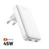 FIXED Slim 2xUSB-C Travel Charger, GaN, PD support, 45W, white