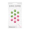 Kabelový organizér Cable Candy Small Beans, 10 ks, zelený a růžový