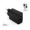 FIXED Dual USB Travel Charger 15W+ USB/USB-C Cable, black