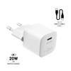 FIXED Mini Travel Charger 20W+ USB-C/USB-C Cable, white