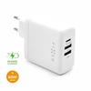 FIXED mains charger with USB-C and 2xUSB output, PD support, 60W, white, unpacked
