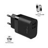 FIXED Dual USB Travel Charger 17W + USB/micro USB Cable, black