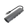6-portový hliníkový USB-C FIXED HUB Pro, pro notebooky a tablety, šedý,rozbaleno